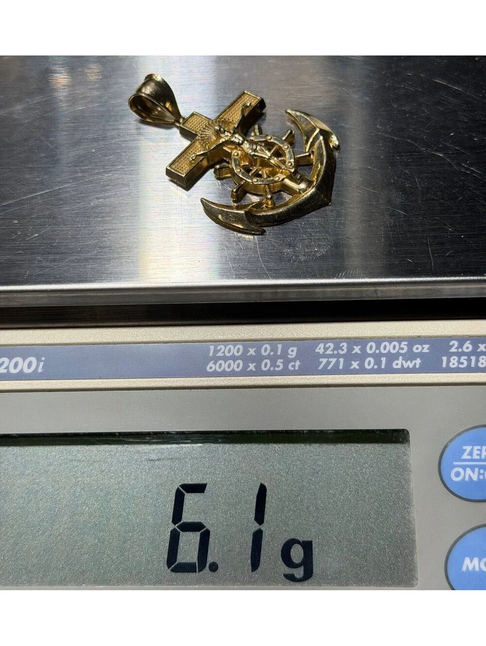 Jewelry 14k solid Yellow Gold Jesus Anchor Pendant charm